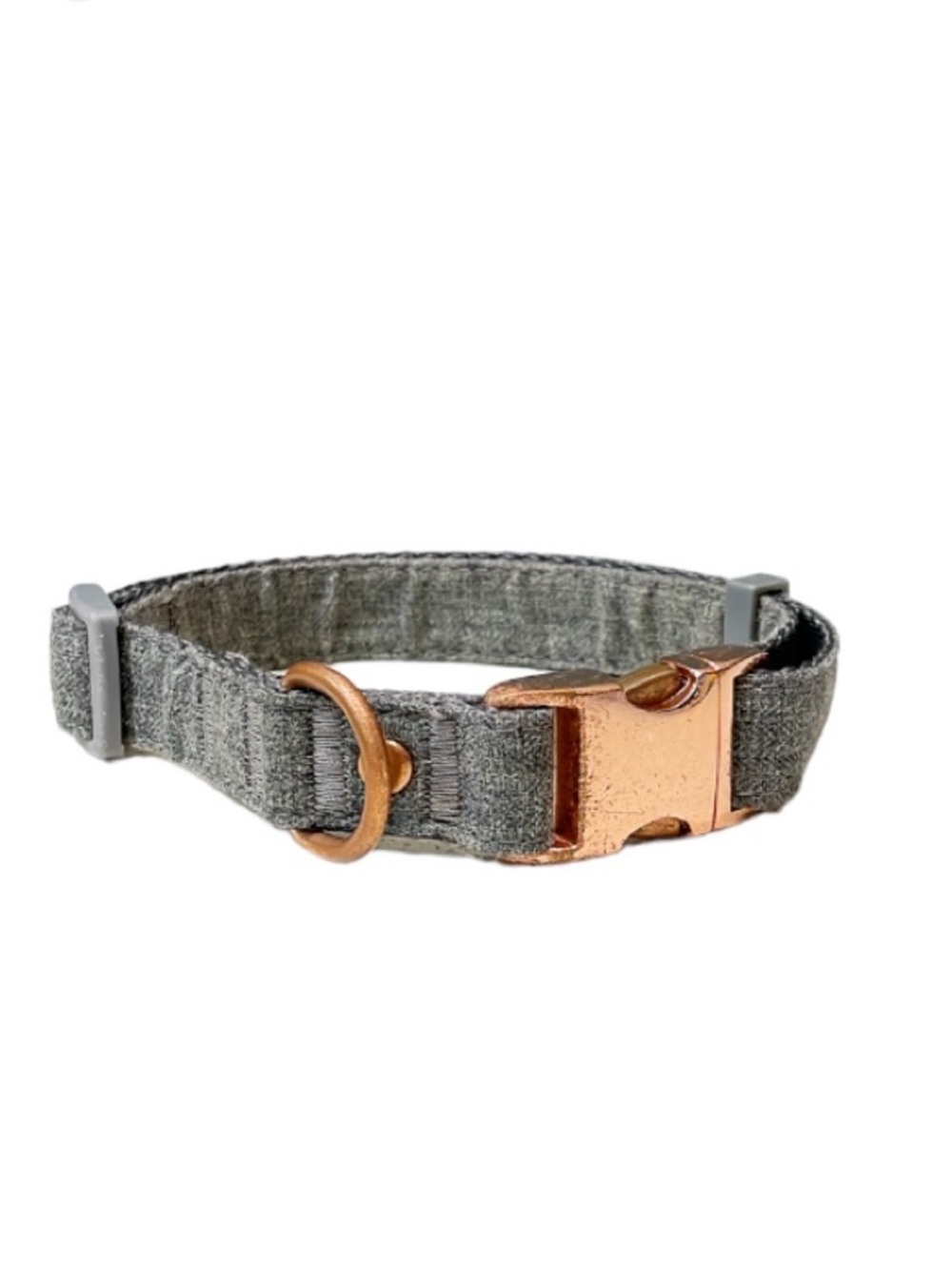 Gray rose gold adjustable dog collar 13-20”